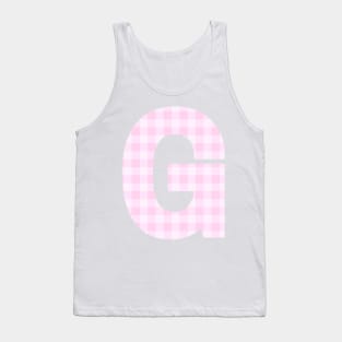 Pink Letter G in Plaid Pattern Background. Tank Top